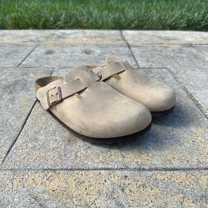 Birkenstock Boston Clog Taupe Leather Size Eur 37 Sandals